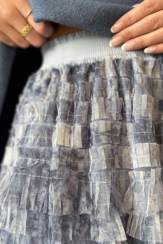 Ramone Marble Mesh Midaxi Skirt Denim